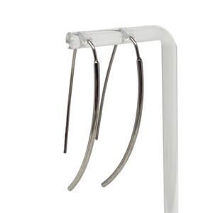 Modern Curved Bar Drop Earrings Minimalist Dangle Stainless Steel